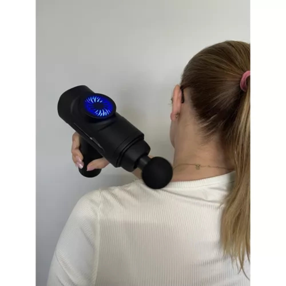 Massagepistol med 8 massagehoveder