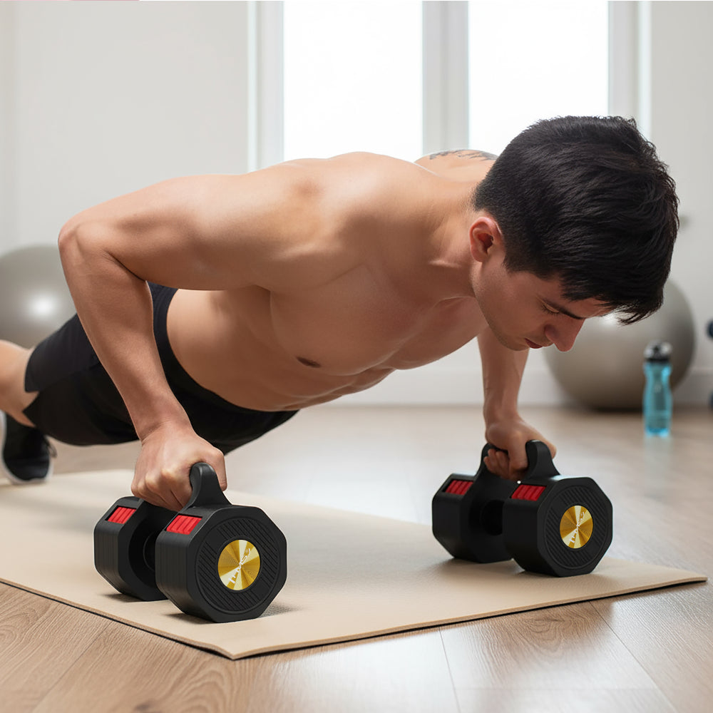 HMS 3-I-1 Justerbar Håndvægt, Kettlebell & Push Up