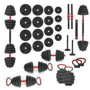 6-i-1 Træningssæt 30 kg (Håndvægte, Vægtstang & Kettlebell)