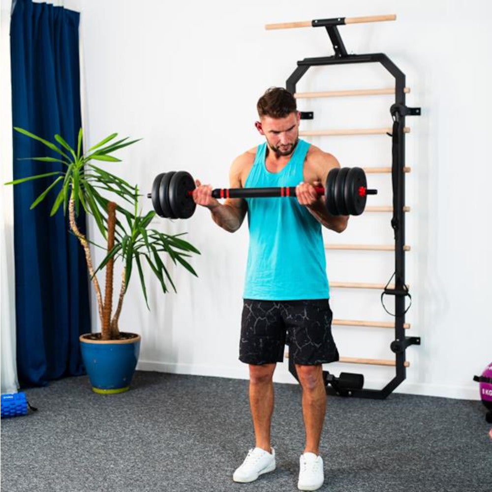 6-i-1 Træningssæt 30 kg (Håndvægte, Vægtstang & Kettlebell)